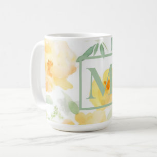 Elegant gelb pfirsichfarbene Aquarellblüte Kaffeetasse