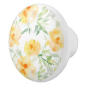 Elegant gelb pfirsichfarbene Aquarellblüte Keramikknauf (Rechts)