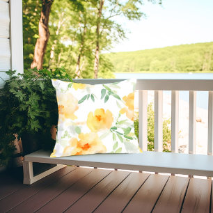 Elegant gelb pfirsichfarbene Aquarellblüte Kissen