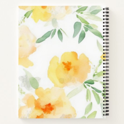 Elegant gelb pfirsichfarbene Aquarellblüte Notizblock (Rückseite)