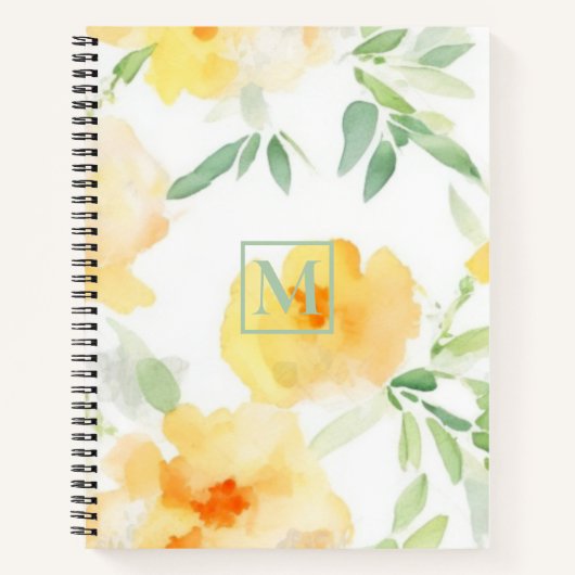 Elegant gelb pfirsichfarbene Aquarellblüte Notizblock (Vorderseite)