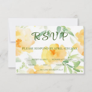 Elegant gelb pfirsichfarbene Aquarellblüte RSVP Karte