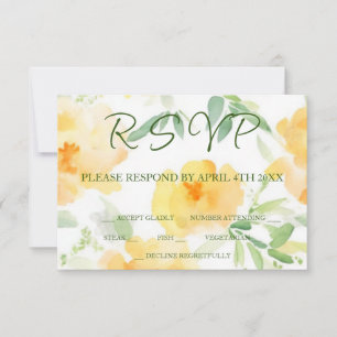 Elegant gelb pfirsichfarbene Aquarellblüte RSVP Karte