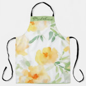 Elegant gelb pfirsichfarbene Aquarellblüte Schürze (Vorderseite)