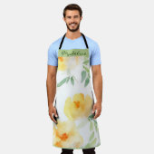 Elegant gelb pfirsichfarbene Aquarellblüte Schürze (Getragen)