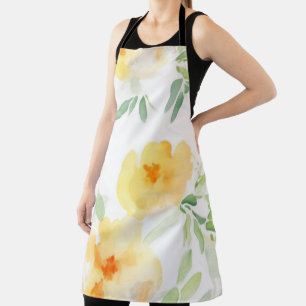 Elegant gelb pfirsichfarbene Aquarellblüte Schürze