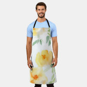 Elegant gelb pfirsichfarbene Aquarellblüte Schürze (Getragen)