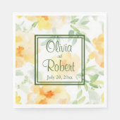 Elegant gelb pfirsichfarbene Aquarellblüte Serviette (Vorderseite)