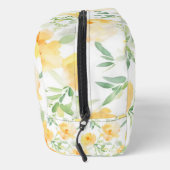 Elegant gelb pfirsichfarbene Aquarellblüte Waschbeutel (Rechts)