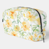 Elegant gelb pfirsichfarbene Aquarellblüte Waschbeutel (Rechte Ecke)