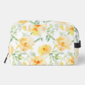 Elegant gelb pfirsichfarbene Aquarellblüte Waschbeutel (Rückseite)