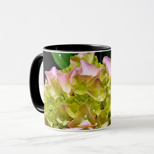 Elegant-gelb-rosa Hydrangea-Blume Tasse (Vorderseite Links)