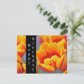 Elegant Gelb und Rot Tulip Happy Birthday Postkarte (Stehend Vorderseite)
