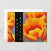 Elegant Gelb und Rot Tulip Happy Birthday Postkarte (Vorne/Hinten)