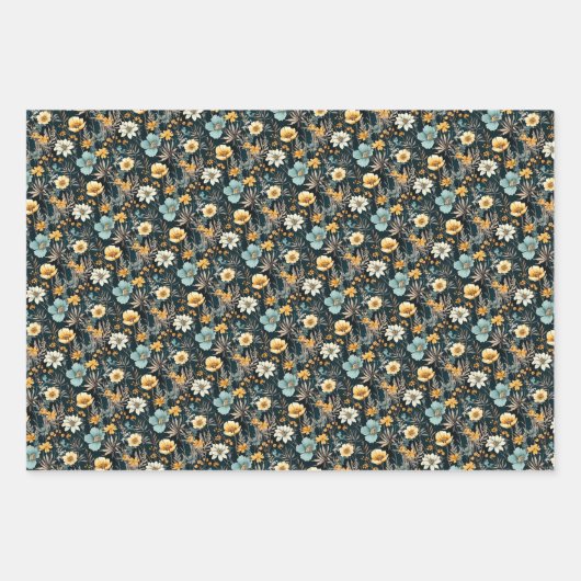 Elegant Gelb und Schwarz Geschenkpapier Set (Vorderseite 3)