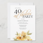 Elegant Gelbe Blüte 40 und fabelhafter Geburtstag Einladung (Vorderseite)