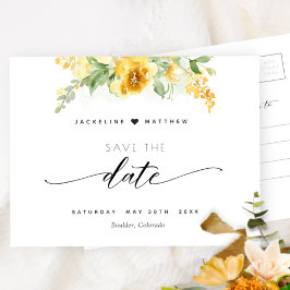 Elegant Gelbe Blütenhochzeit Save the Date Postkarte