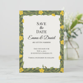 Elegant Gelbe grüne Wildblumen Blumenreath Save The Date