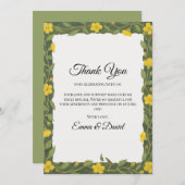 Elegant Gelbe grüne Wildblumen Blüte Dankeskarte (Vorne/Hinten)