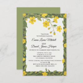 Elegant Gelbe grüne Wildblumen Blüte Einladung