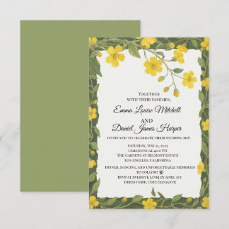 Elegant Gelbe grüne Wildblumen Blüte Einladung