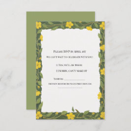 Elegant Gelbe grüne Wildblumen Blüte RSVP Karte