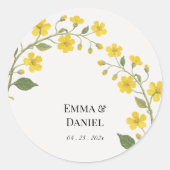 Elegant Gelbe grüne Wildblumen Blüte Runder Aufkleber (Vorderseite)