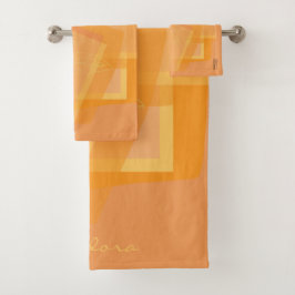 Elegant Gelborange Abstrakte Blüte Badhandtuch Set