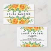 Elegant Gelborange Rose Blume Haar & Makeup Visitenkarte (Vorne/Hinten)