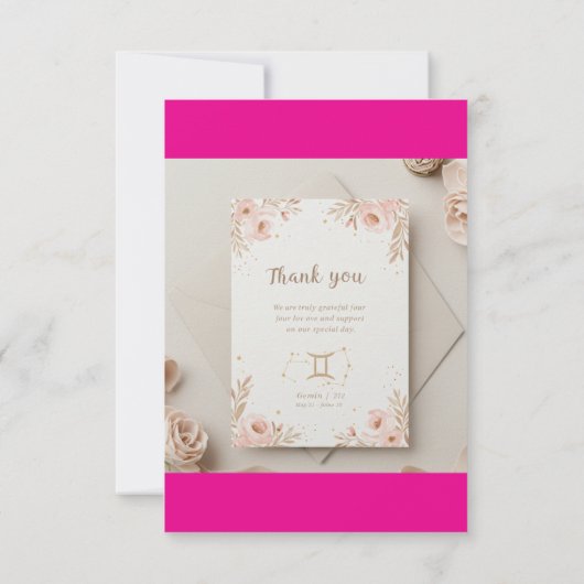 Elegant Gemini Wedding Dankeschön Karte (Rückseite)