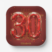 Elegant Gemstone Ruby and Gold 30th Birthday Pappteller (Vorderseite)