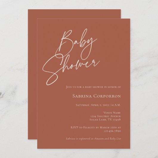 Elegant Gender Neutral Boho Baby Shower Einladung (Vorne/Hinten)