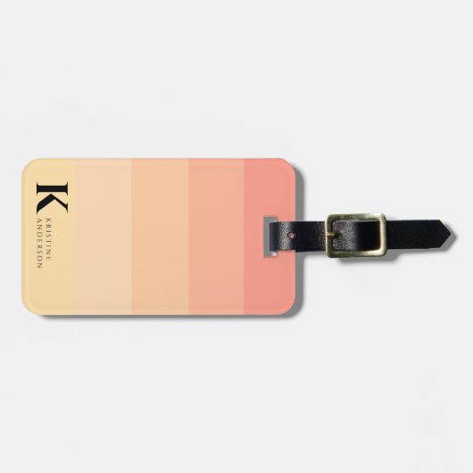 Elegant Gentle Peach Ombre Classic Monogram Gepäckanhänger (Vorderseite horizontal)