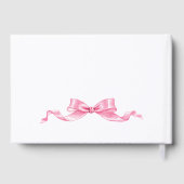 Elegant Gentle Pink Bow Ribbon Wedding Gästebuch (Rückseite)