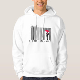 Elegant Gentleman Man Holding a Umbrella Barcode Hoodie
