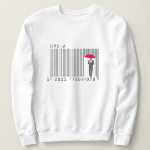 Elegant Gentleman Man Holding a Umbrella Barcode Sweatshirt