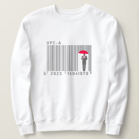 Elegant Gentleman Man Holding a Umbrella Barcode Sweatshirt (Design vorne)