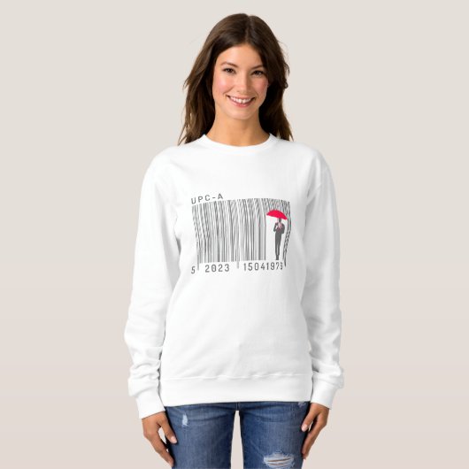 Elegant Gentleman Man Holding a Umbrella Barcode Sweatshirt (Vorne ganz)
