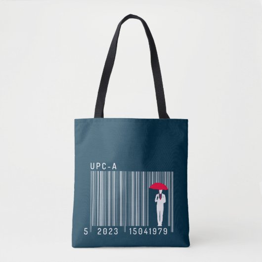 Elegant Gentleman Man Holding a Umbrella Barcode Tasche (Vorderseite)