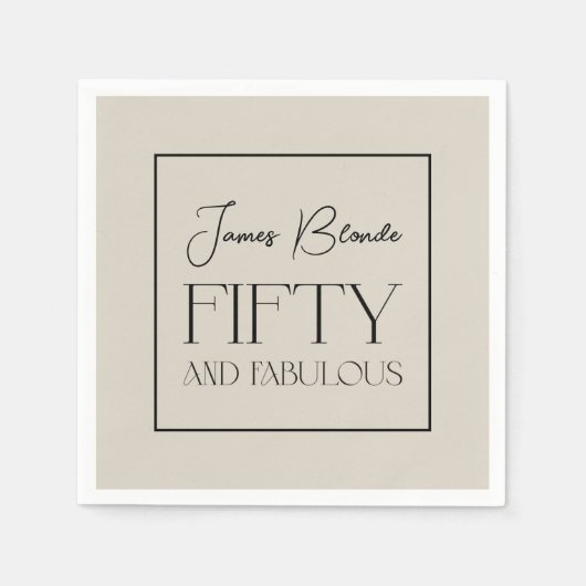 Elegant Gentlemen's Fifty & Fabulous Personalisier Serviette (Vorderseite)