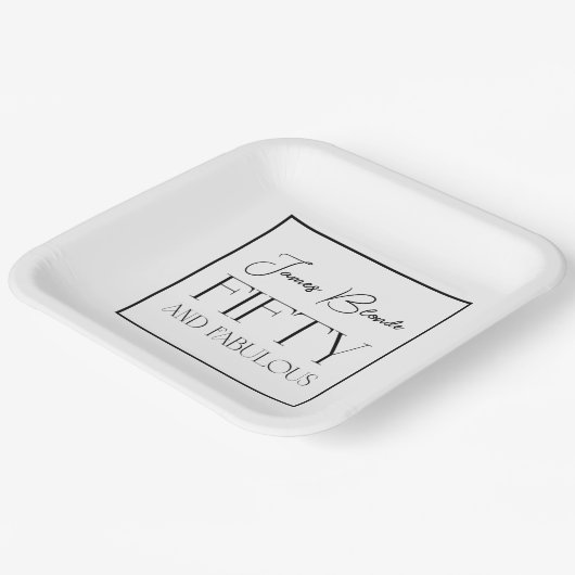 Elegant Gentlemen's Fifty & Fabulous White Pappteller (Gewinkelt)