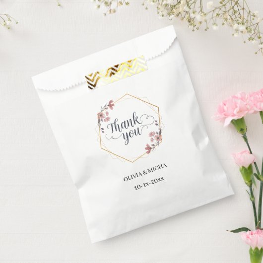 Elegant Geometric Floral Danke Hochzeit Geschenktütchen (Versiegelt)