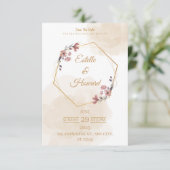 Elegant Geometric Floral Save The Date Card Dankeskarte (Stehend Vorderseite)