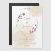 Elegant Geometric Floral Save The Date Card Magneteinladung (Vorne/Hinten)
