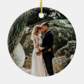 Elegant Geometric Greenery Erster Weihnachten Keramik Ornament (Hinten)