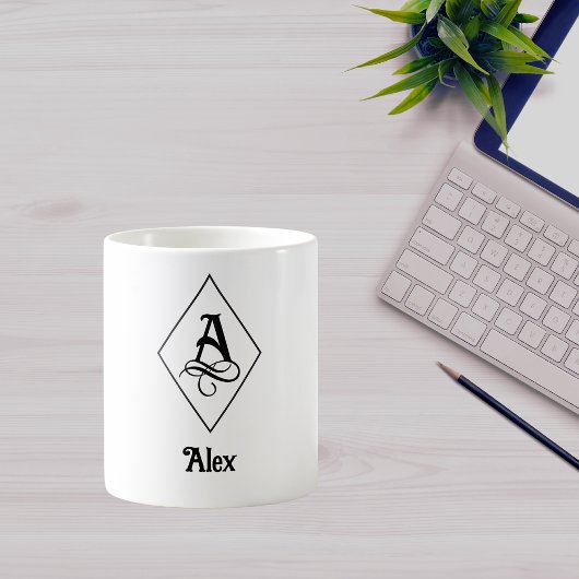 Elegant Geometric Initial Monogram A Kaffeetasse