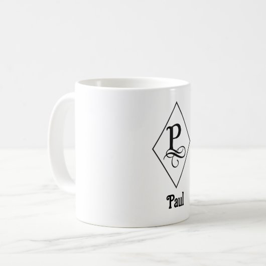 Elegant Geometric Initial Monogram P Kaffeetasse (Vorderseite Links)