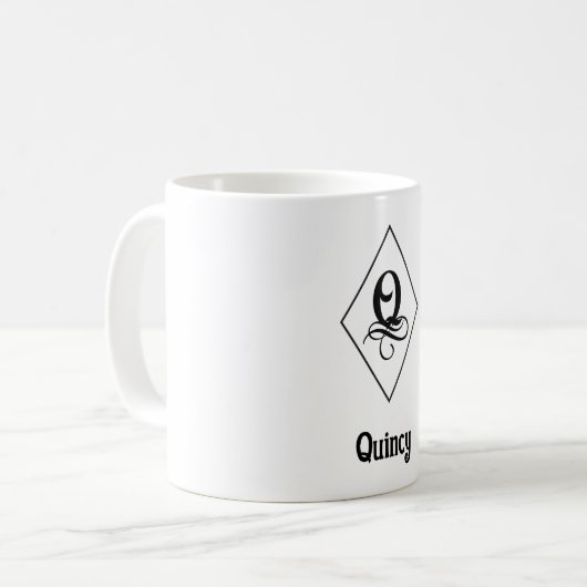 Elegant Geometric Initial Monogram Q Kaffeetasse (Vorderseite Links)