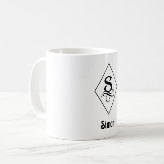 Elegant Geometric Initial Monogram S Kaffeetasse (Vorderseite Links)