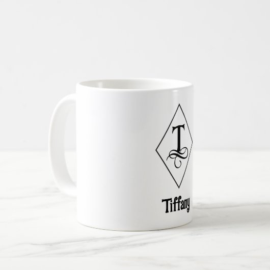 Elegant Geometric Initial Monogram T Kaffeetasse (Vorderseite Links)
